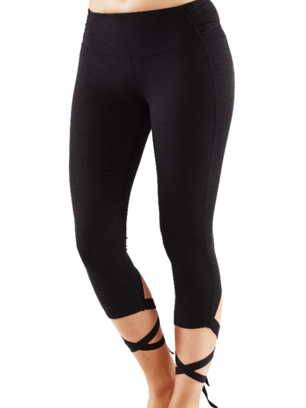 Manduka Black Capri Leggings M Tie Hem Cropped Yoga Workout Activewear Pants